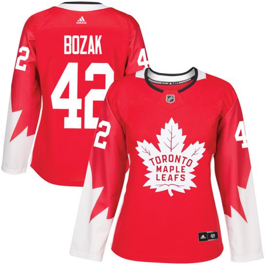 2017 NHL Toronto Maple Leafs women #42 Tyler Bozak red jersey->->Women Jersey